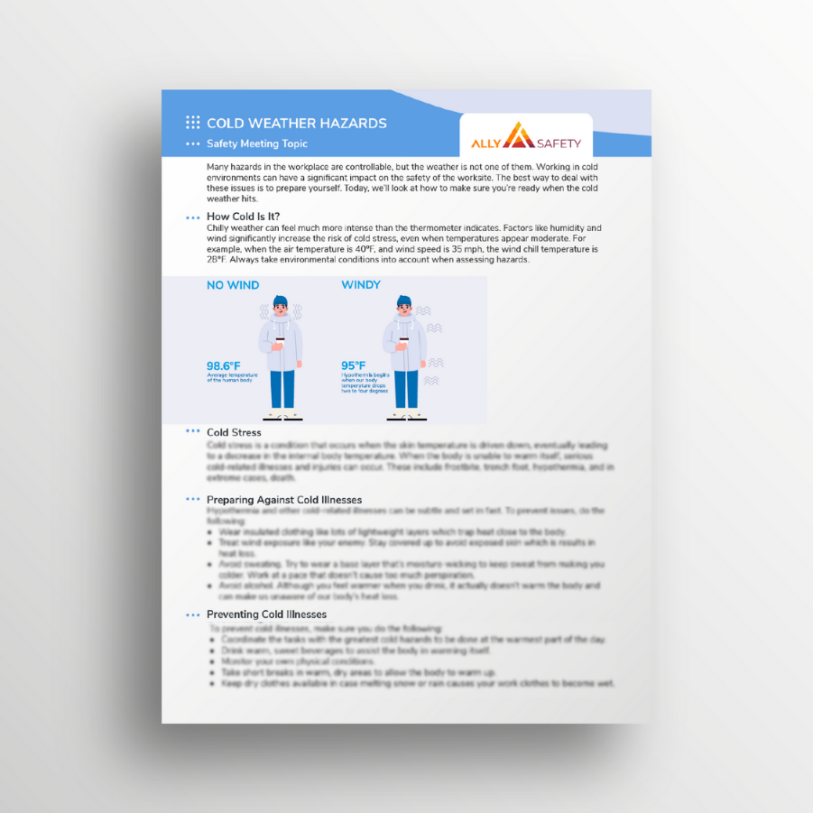 Cold Weather Hazards Toolbox Talk