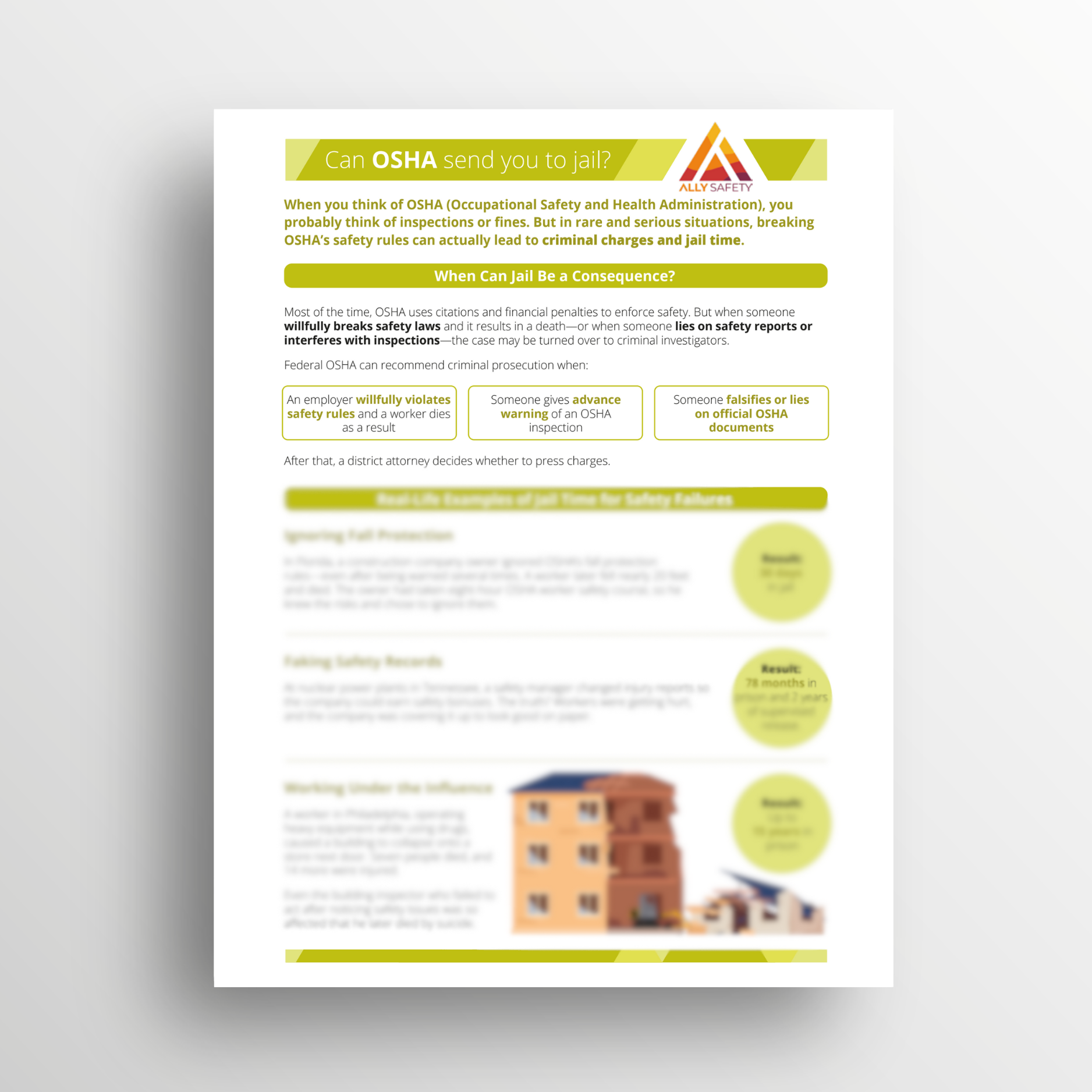 Can OSHA Send You To Jail Toolbox Talk