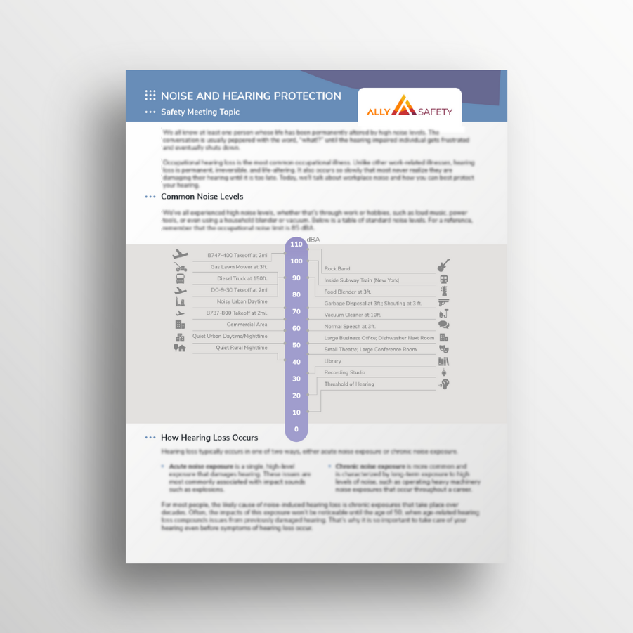 Noise and Hearing Protection Toolbox Talk Ally Safety